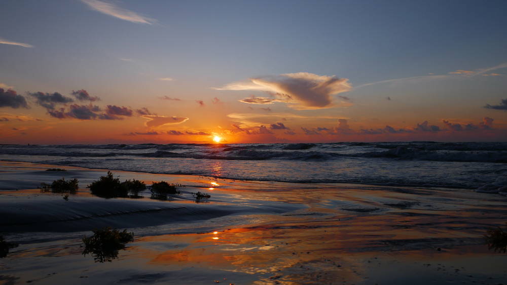 sunset colors on one of the beaches near houston