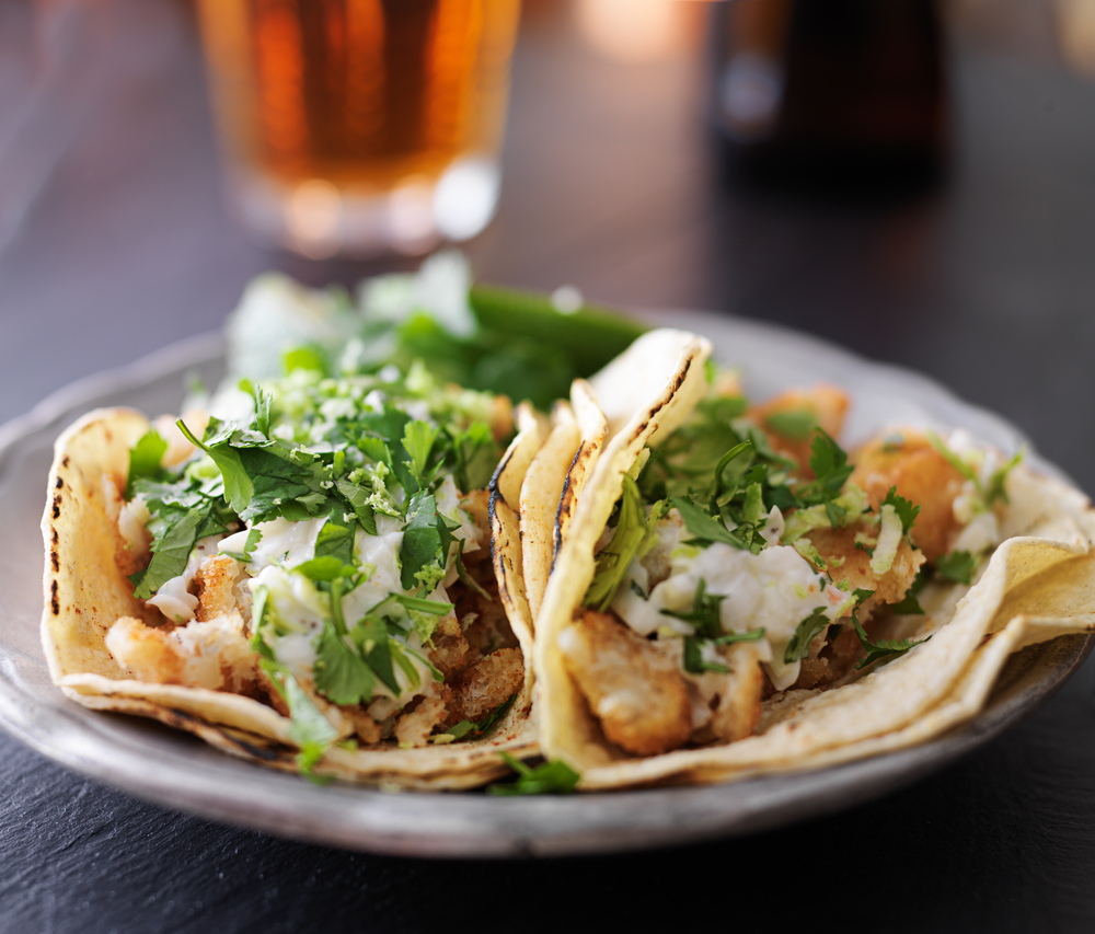 soft shell tacos topped with cilantro