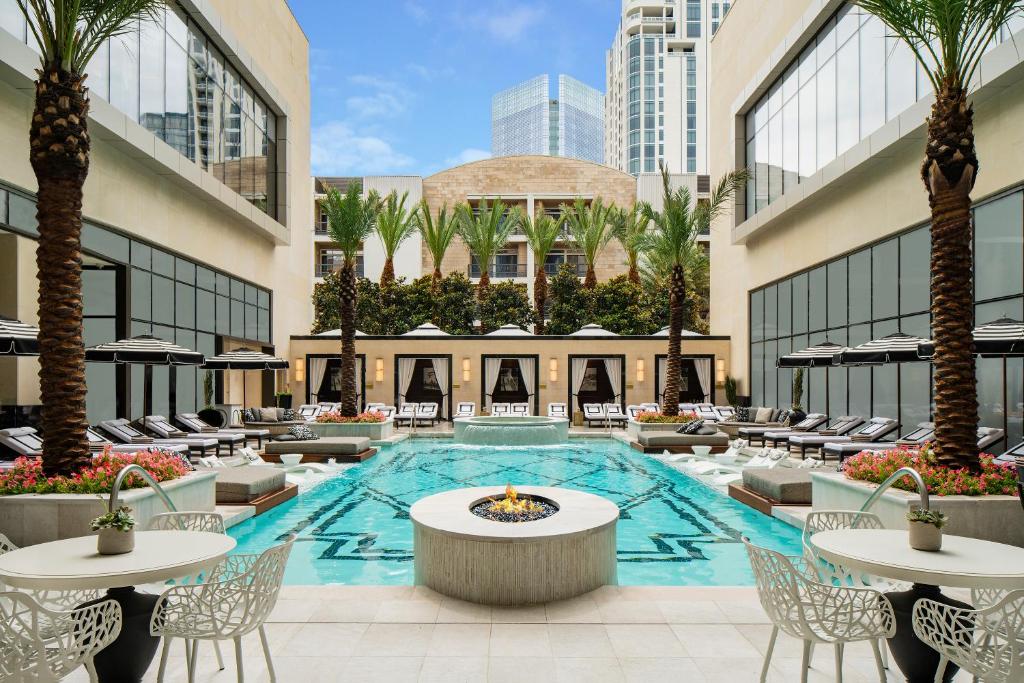 An incredible pool in the middle of the hotel at the Post Oak one of the resort hotels in Texas