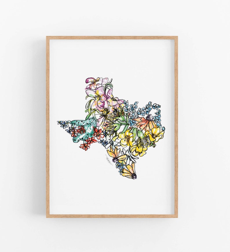 texas shaped painting on a white canvas