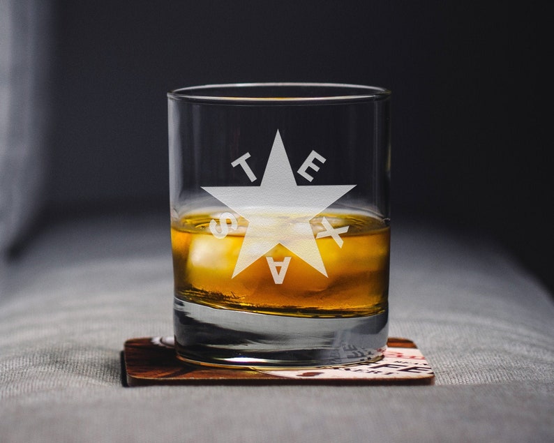 half full glass with texas and star on it texas gifts
