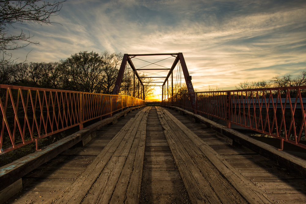 evening at a wooden bridge