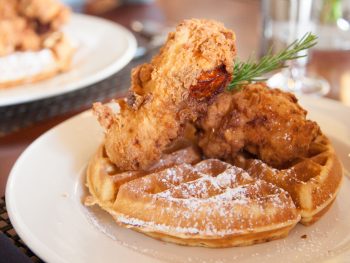 chicken and waffles at one of the best breakfast in san antonio restaurants