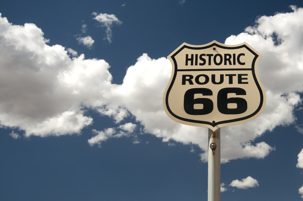sign with historic route 66 in texas