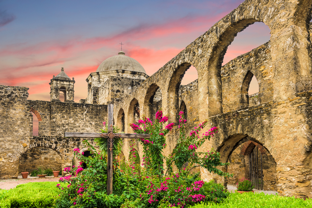 San Jose Mission at sunset one the best [places to visit in San Antonio