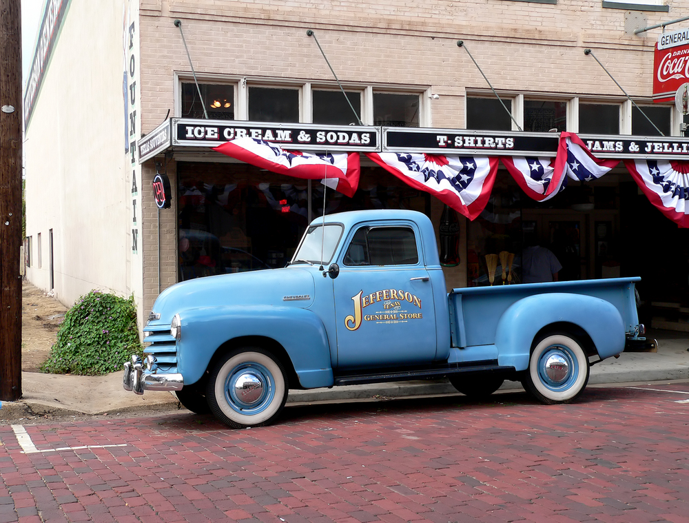 VintageBlue Truck in front of the General Store, Jefferson 