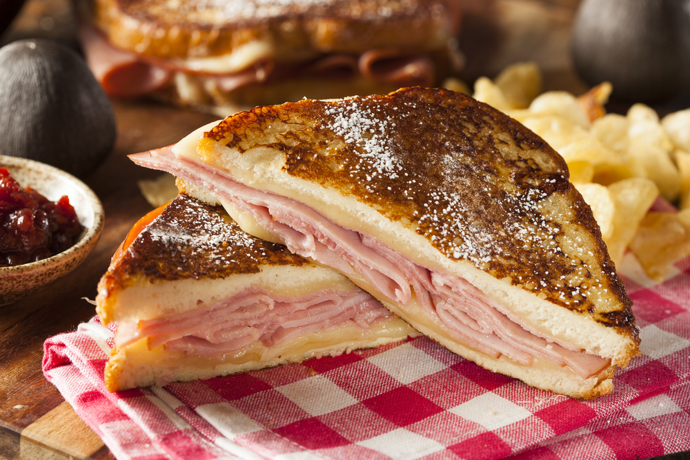 Monte cristo sandwich with ham and cheese