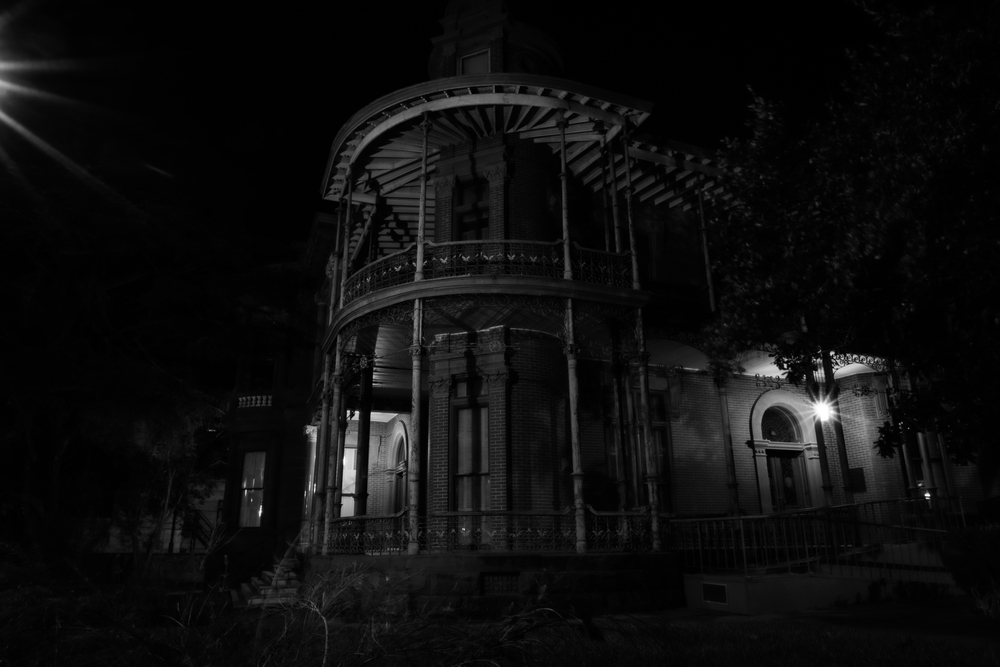 Scary mansion at night