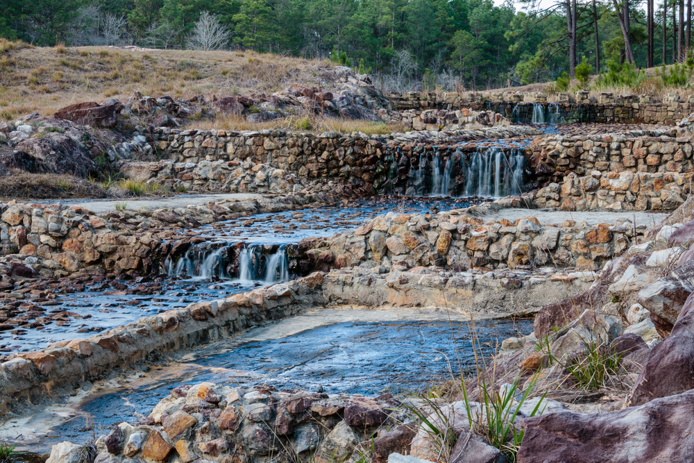 Rocky waterfall view of Boykin Springs.