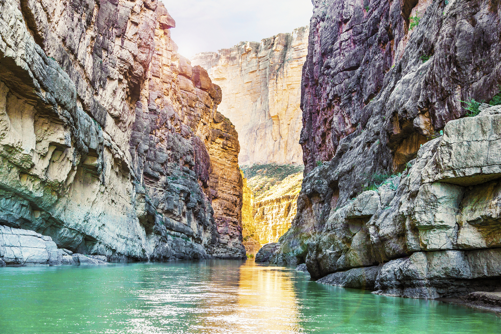 Photo of the Rio Grande River flowing through Big Bend National Park, one of the best weekend getaways in Texas.