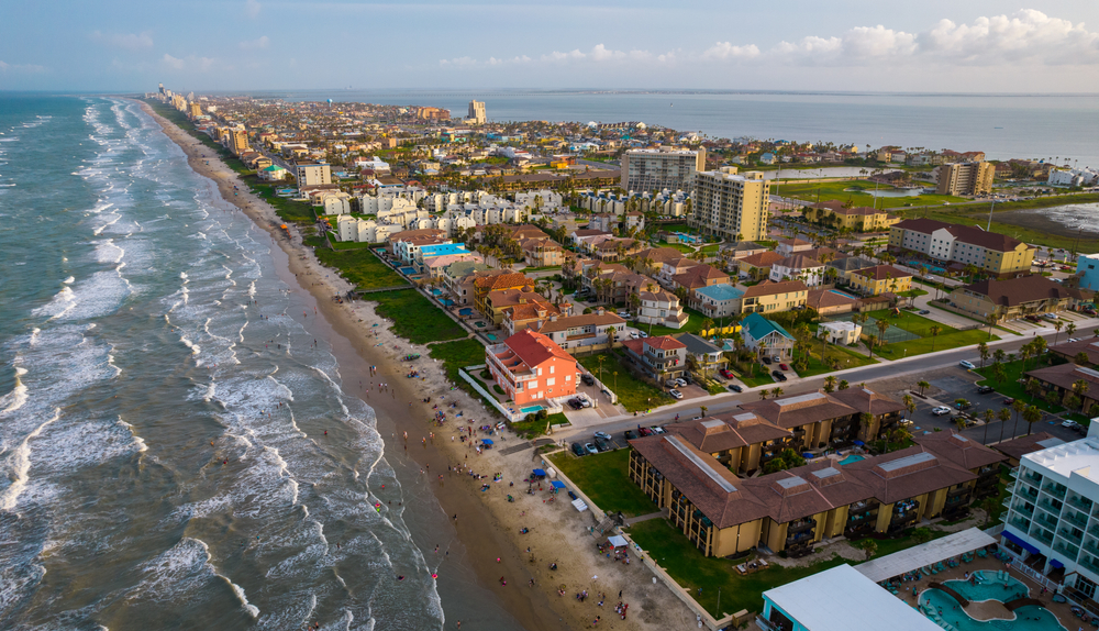 view of south padre island, one of the best beach towns in Texas