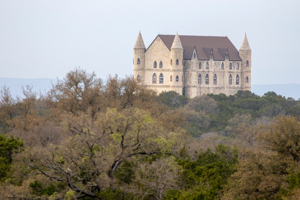 falkenstein castle on a misty day, one of the best castles in texas