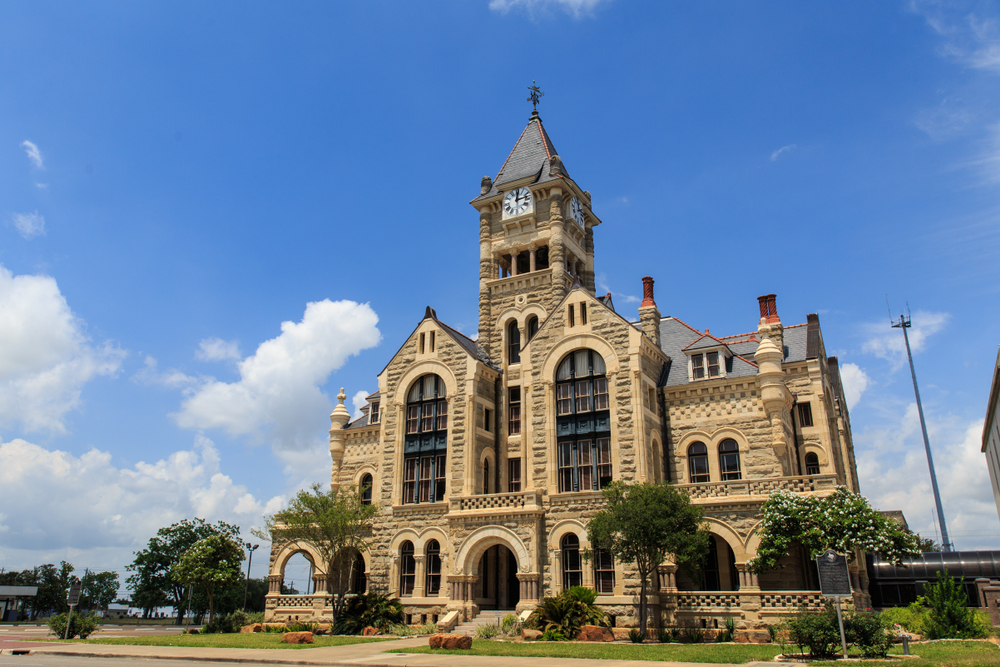 Victoria County Courthouse in Galveston, Texas. A castle in Texas.