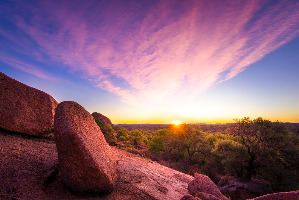 Autumn Sunrise Over Some Rocks In The Texas Hill Country