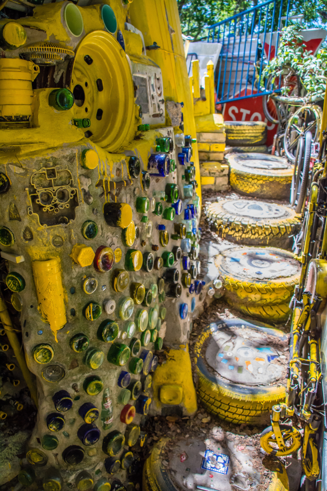 A tire staircase in the Cathedral of Junk one of the hidden gems in Texas