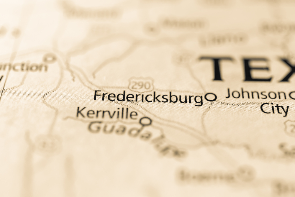map showing fredericksburg 