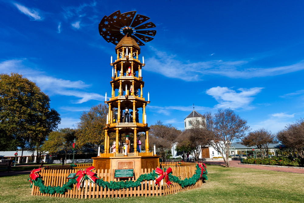 German Christmas Pyramid in Fredericksburg texas on a sunny day