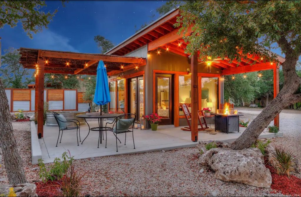 Photo of the exterior of a Hill County casita which is one of the best Airbnbs in Texas. 