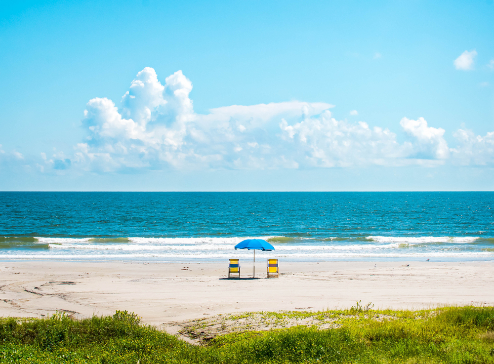 beach chairs on one of the best beaches in Texas