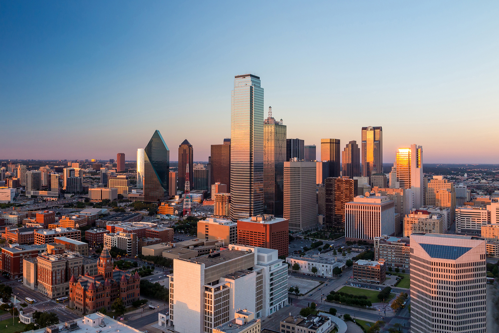 Dallas skyline at sunset 