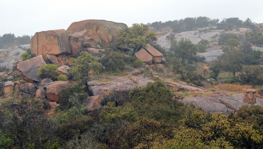 pink mountain covered in greenery day trips from Austin