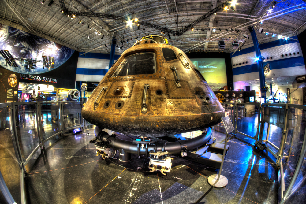 apollo II command module surrounded by museum exhibits in one of the best cities in Texas
