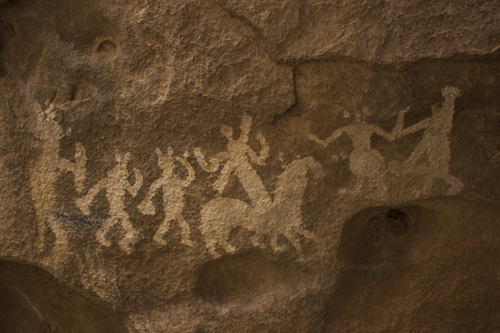 The pictographs on the Hueco Tanks.