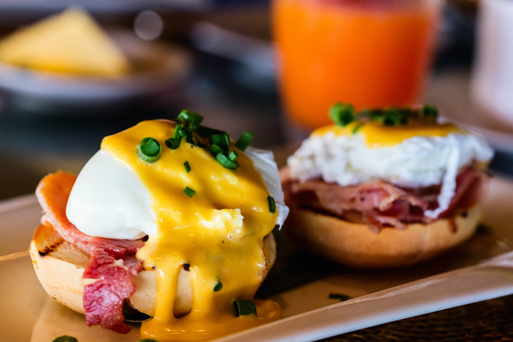Restaurant in McKinney serving Eggs Benedict with hollandaise sauce over eggs and corned beef on bread