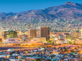 The skyline of El Paso at dusk