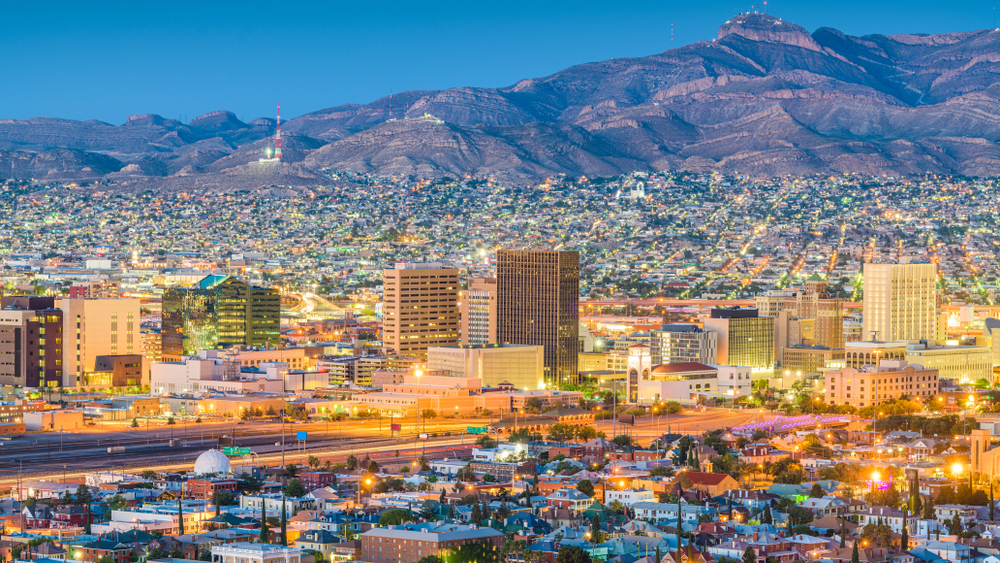 The skyline of El Paso at dusk