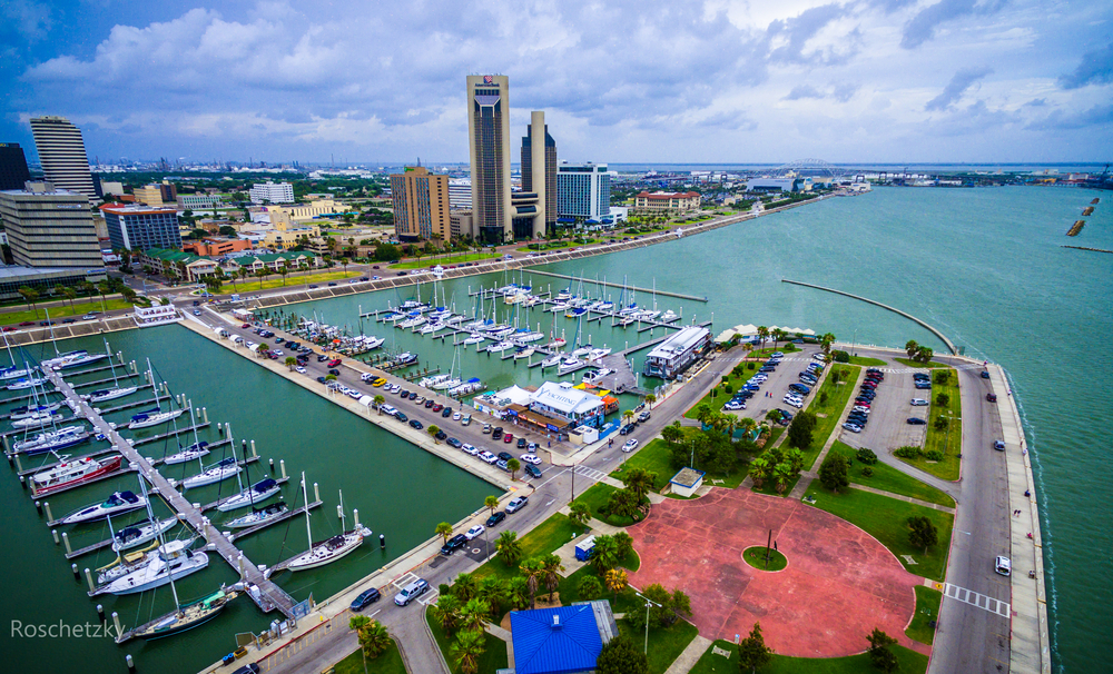 corpus christi bay with boats