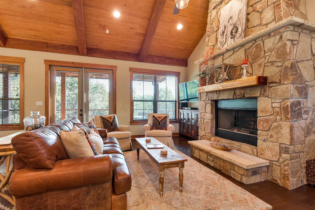 living room at one of the beautiful cottages in Texas!