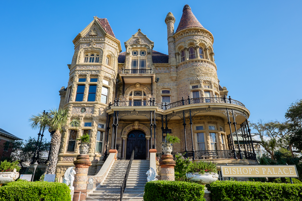 The Bishop's Palace is composed of mainly stone.