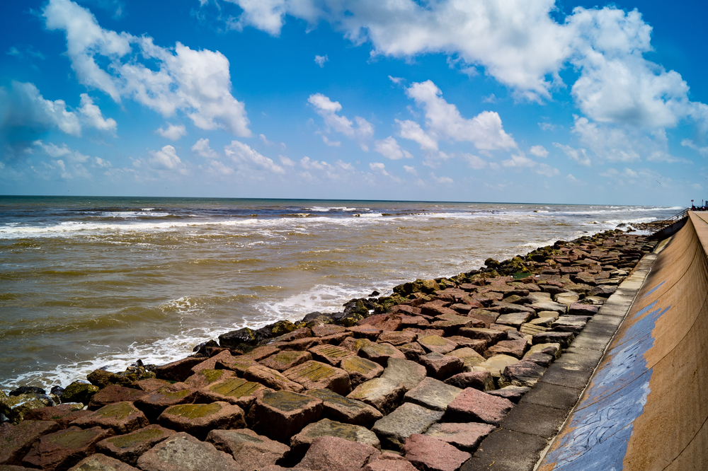 Galveston's historic babe's beach and seawall.