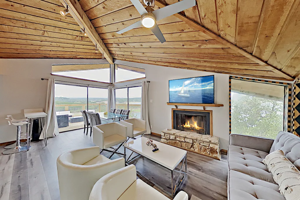 inside of a modern luxury treehouse