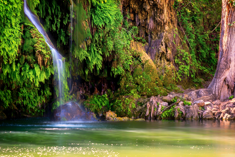 photo of krause springs waterfall. one of the best austin hiking trails with waterfalls