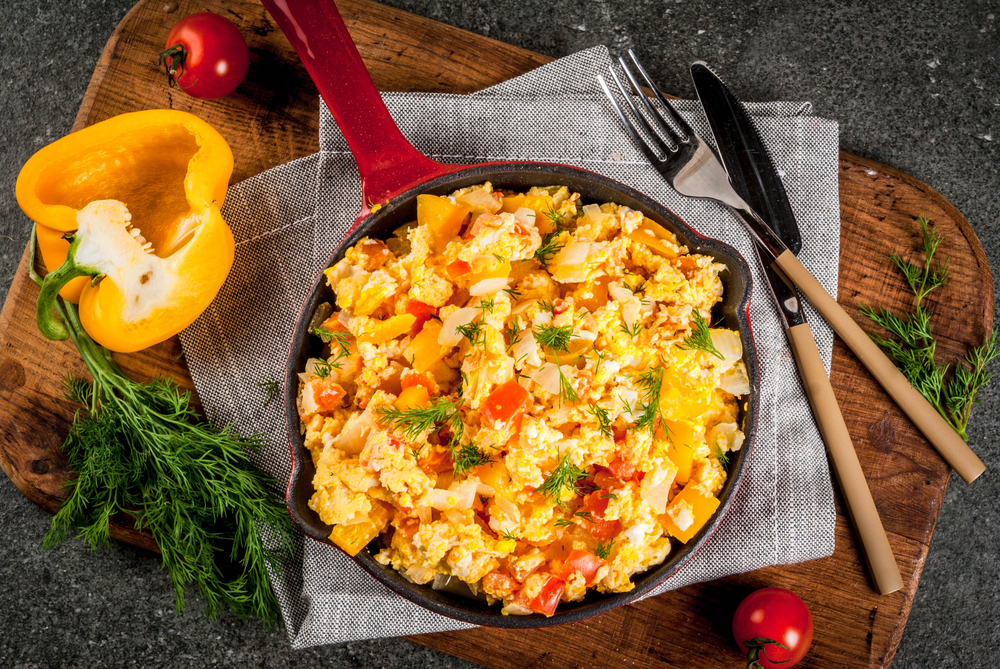 Photo of scrambled eggs at Arturo's Underground Cafe, the best brunch in Austin.