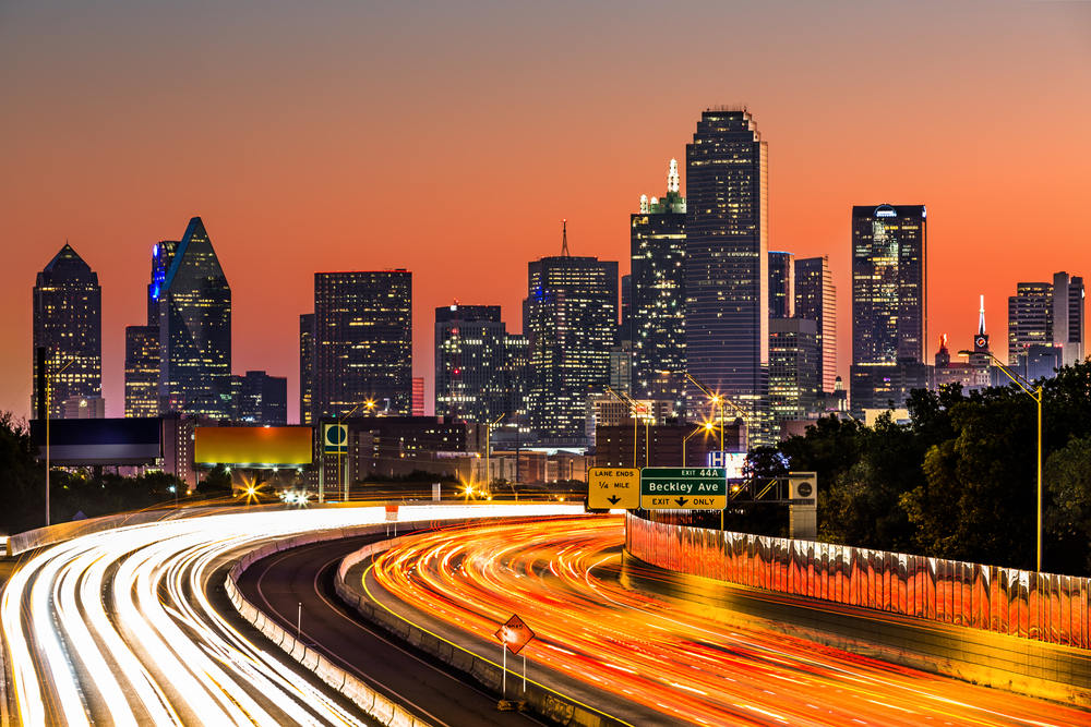 A photo of Dallas at rush hour. Traveling during rush hour will add to your San Antonio to Dallas drive time