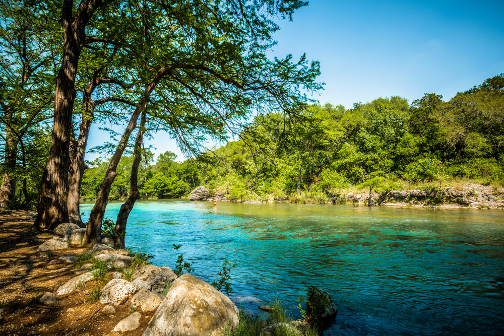 A photo of a beautiful spot next to the river in New Braunfels. 
