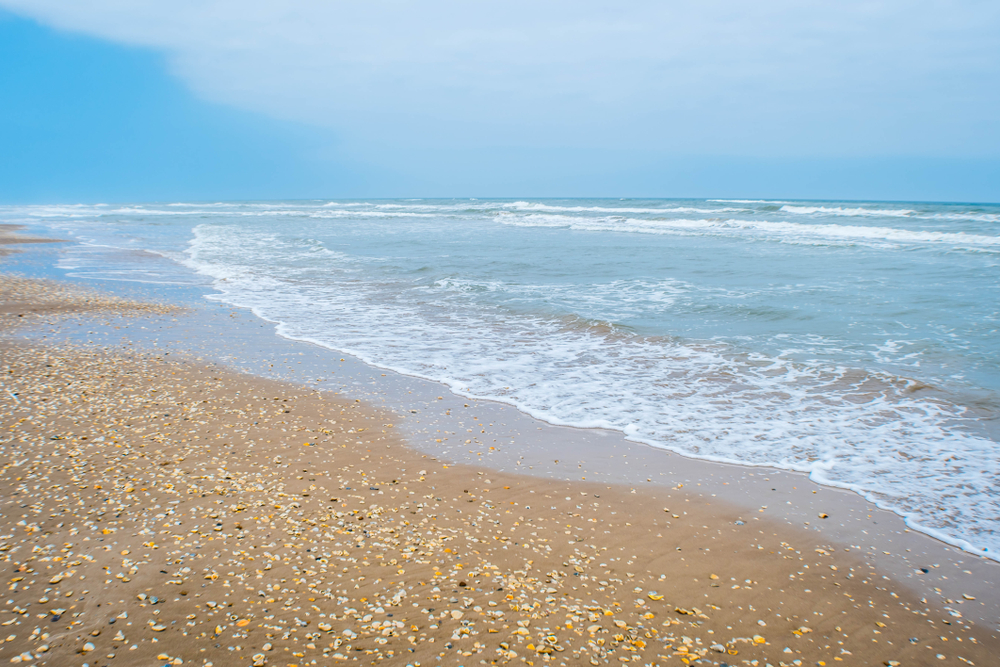 Photo of Whitecap Beach, one of the clearest Texas gulf coast beaches.
