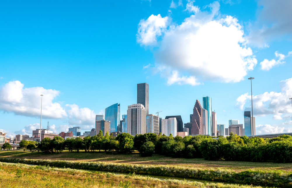 Photo of the view along White Oak Bayou Trail. 