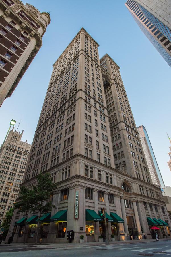 Photo of the exterior of the Magnolia Hotel Downtown, a great place to host your Dallas bachelorette party! 