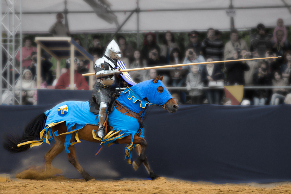 Photo of the jousting competition at Medieval Times, one of the best things to do in Dallas at night. 